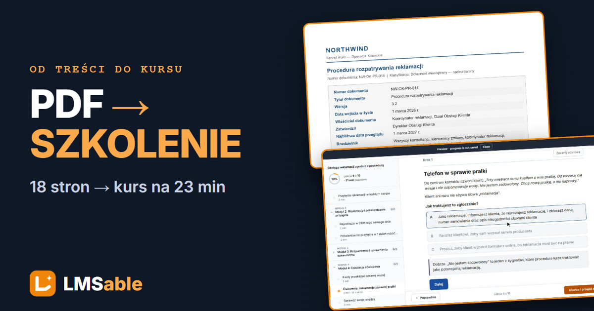 Procedura reklamacyjna w PDF zamieniona w szkolenie dla pracowników