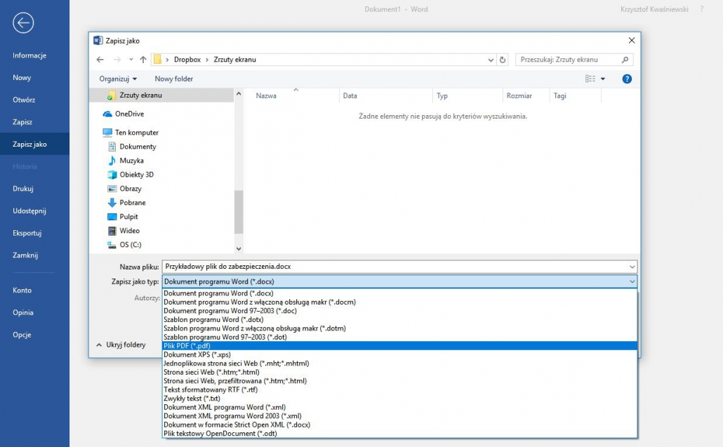 Zapisz Word jako pdf
