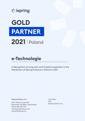 iSpring Gold partner certyfikat