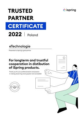 certyfikat autoryzacyjny iSpring dla eTechnologie